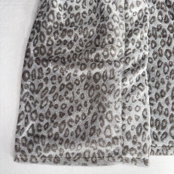 Oscar de la Renta Leopard Print Plush Robe Belted Pockets S/M Women’s Lounge - Picture 7 of 11